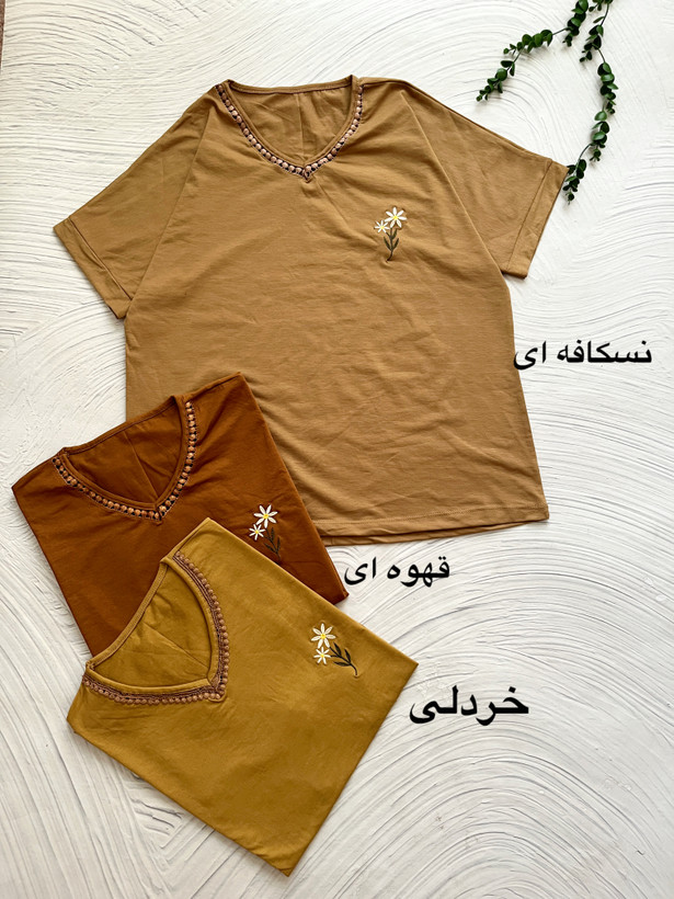 تیشرت سایز بزرگ یقه عدسی